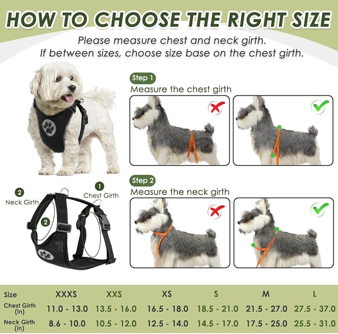 SlowTon Dog Seat Belt Harness for Car, Dog Car Harness Adjustable Mesh Breathable & Dog Seatbelt Safety Tether with Elastic Bungee for Small Medium Large Pets(Black, Double Clip, XXS)