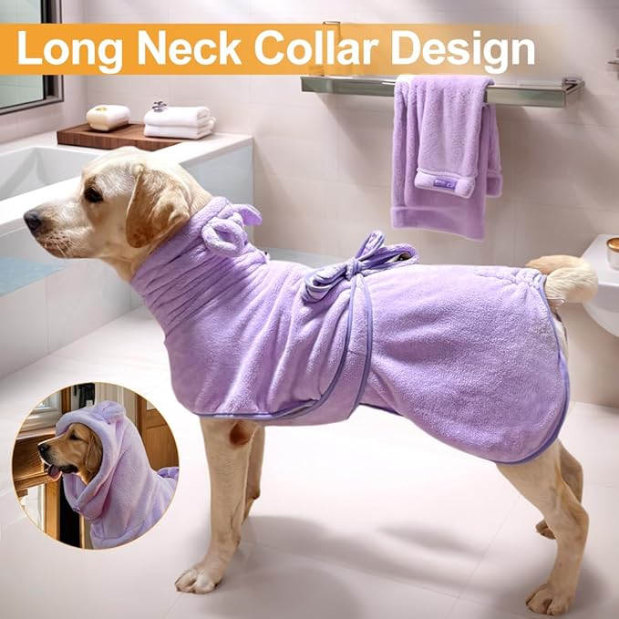 Giant Dog Bath Bubble, Quick Drying Super Absorbent Used for After Bathing, Warm Dog Towels, Adjustable Hoodies and Belts for Pet Dogs Bath Clothes Products(Purple, 6XL)