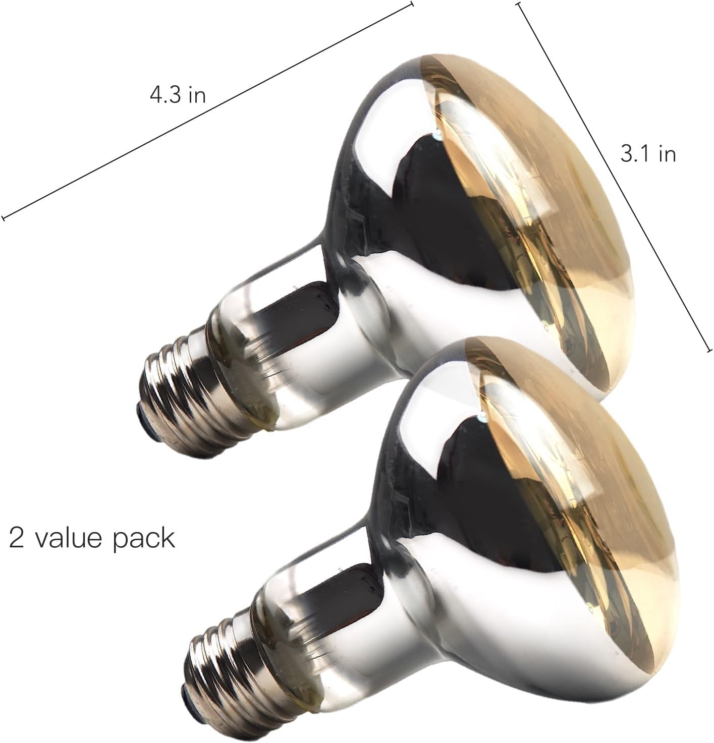 MRREPTILE Reptile Heat Lamp Bulbs, 2-Pack 100W Daylight Basking Bulbs, Reptile Basking Lamps, Bearded Dragon Basking Light, Simulated Natural Basking for Reptiles Snakes Lizards Tortoise Heater