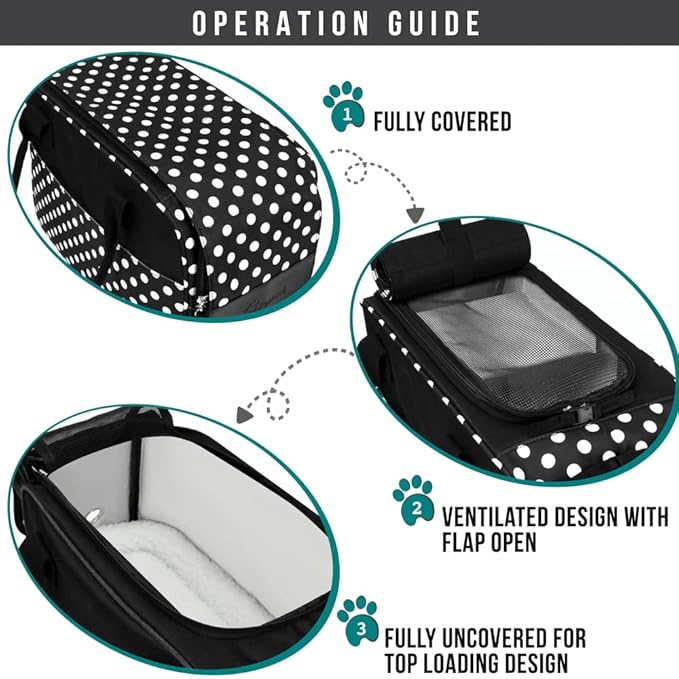PetAmi Dog Purse Carrier for Small Dogs, Airline Approved Soft Sided Pet Carrier with Pockets, Ventilated Dog Carrying Bag for Puppy Cat, Dog Travel Supplies Bag, Sherpa Bed, Max 12 lbs, Polka Dot