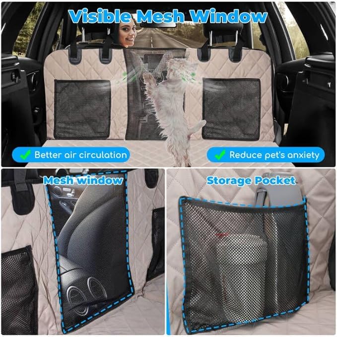 URPOWER XL Dog Back Seat Extender for Crew Cab Truck, Hard Bottom Dog Car Seat Cover Waterproof Dogs Car Hammock Pet Backseat Bed, Pet Truck Accessories for F150 / RAM 1500/ Tundra Crew Cab