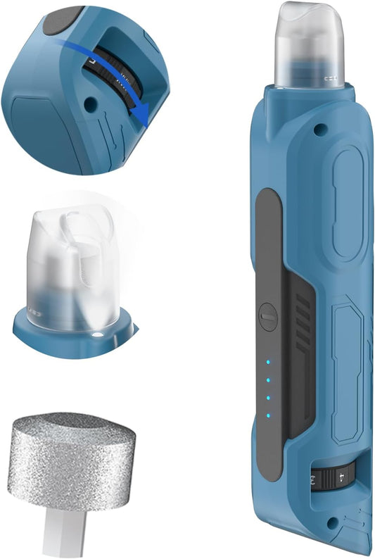 PAPIFEED High Torque Dog Nail Grinder Quiet - 6-Speed Adjustable Pet Nail Trimmer with 2 LED Lights & Dust-Proof Cover, Powerful Motor for Large/Medium/Small Dogs & Cats, Rechargeable - Dark Blue