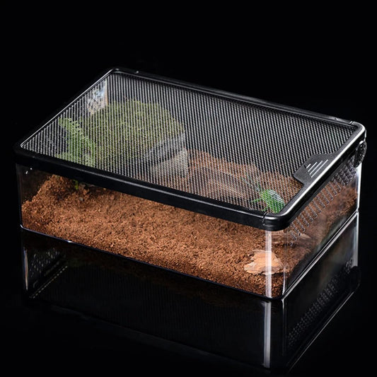 Reptile Feeding Box Snake cage Clear Terrarium for Snake Geckos Frog Lizards Chameleons Serpents Snake Scorpion Snail Insect Hermit Crab Isopods Reptiles Enclosure (12.6x8.6x3.9inch)