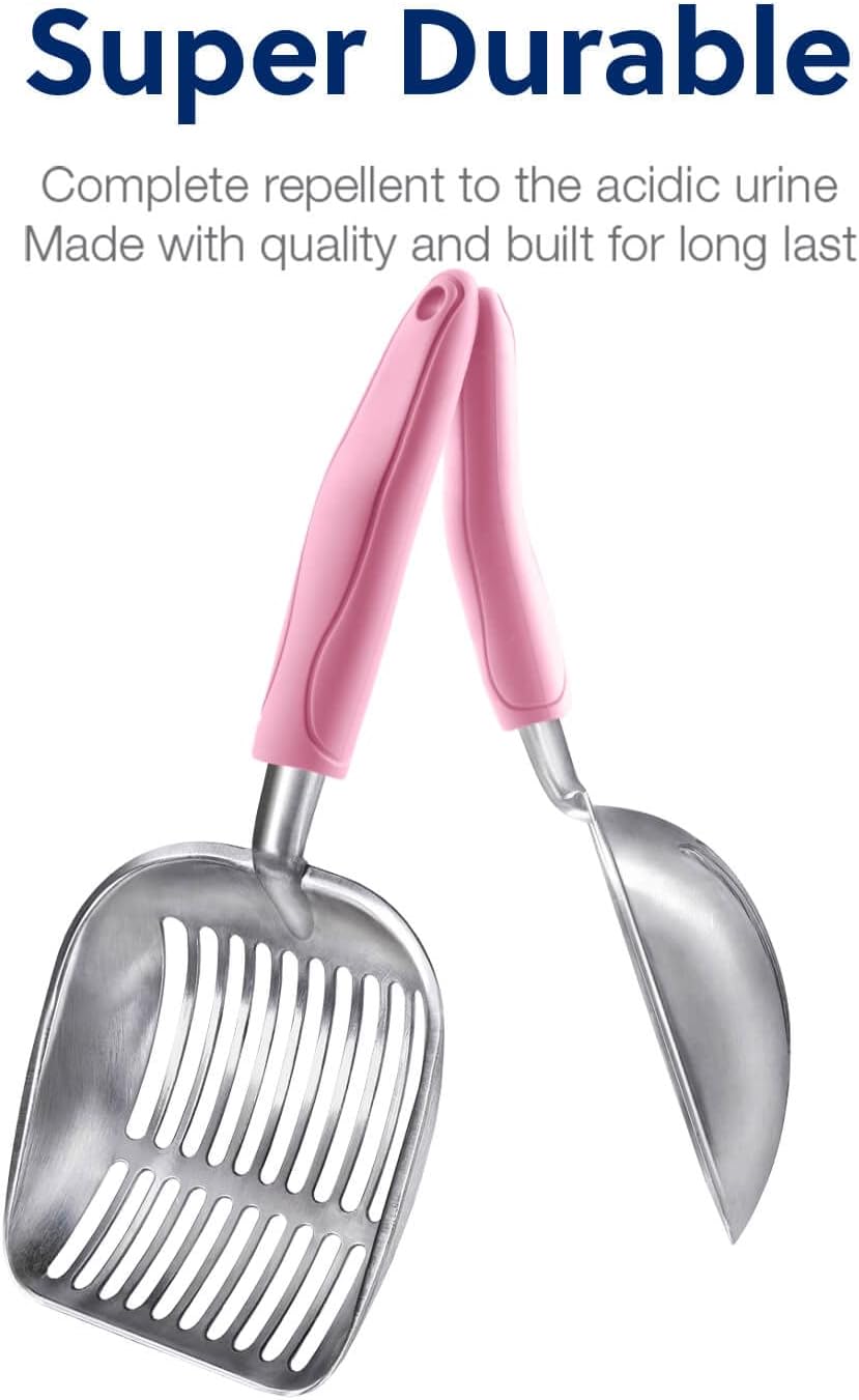 WePet Cat Litter Scoop, Aluminum Alloy Sifter, Kitty Metal Scooper, Deep Shovel, Long Handle, Poop Sifting, Kitten Pooper Lifter, Durable, Heavy Duty, for Litter Box