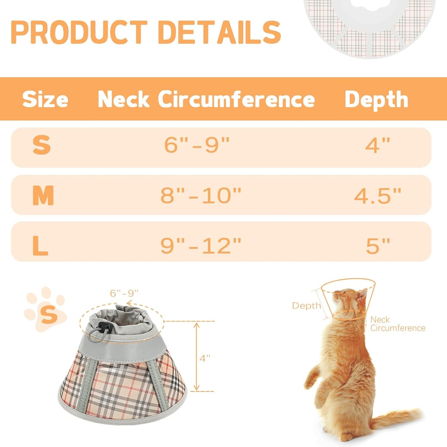 Cat Cone Collar Soft, Cat Recovery Collar for Large Medium Small Cats Kittens, Pet Cone Alternative After Surgery
