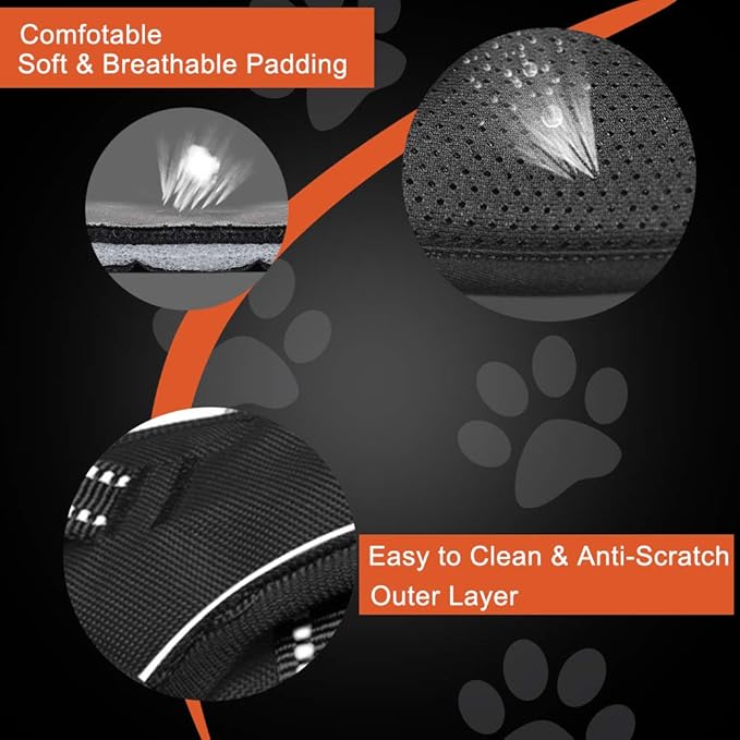 PHOEPET Reflective Dog Harness No Pull Large Breed Vest with 2 Metal Leash Attachment Hooks(XL, Green)