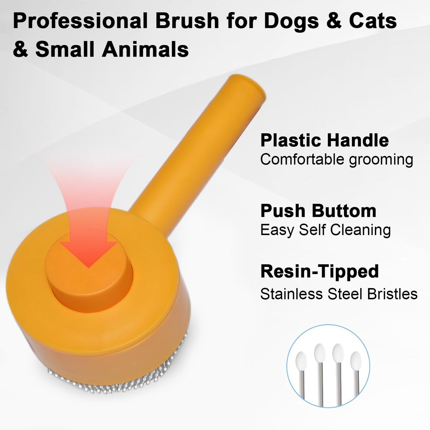 Self-Cleaning Pet Brush - Deep Massage Deshedding Comb with Resin Protective Tips, Curved Teeth, One-Button Hair Release - Washable, for Shedding & Long-Haired Dogs Cats