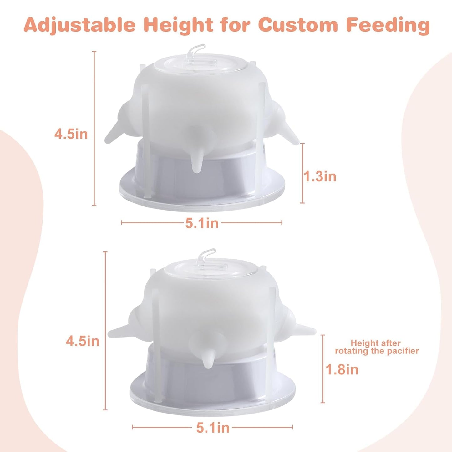 Nursing Nipple for Kittens, Nursing Nipple with 4 Adjustable Detachable Nipples – Perfect Replacement for Nursing Bottles, Puppy Feeder for Newborn Kittens & Puppies, 200ml Capacity(White)