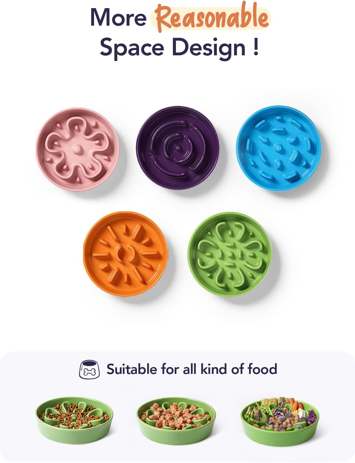 LE TAUCI Slow Feeder Dog Bowls Ceramic, 3 Cups Slow Feeding Dog Bowl Medium Large Breed, Pet Bowl for Fast Eaters, Puzzle Pet Dishes,Clover Green