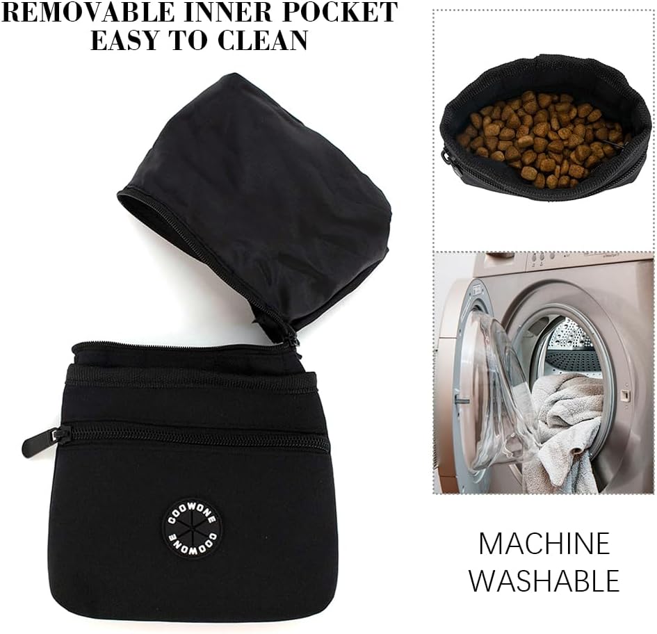 COOWONE Dog Treat Pouch with Pet Training Clicker, Detachable Dog Puppy Training Treat Bag, 900D Oxford Cloth Magnetic Closure Small Dog Poop Bag Holder for Travel or Outdoor Use