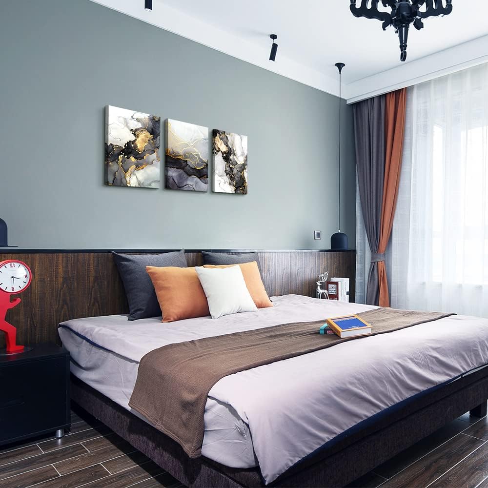 Boho Wall Decor - Abstract Ink Paintings, Framed Wall Art for Living Room, Bedroom & Office - 20" X 28" - 3 Piece Set