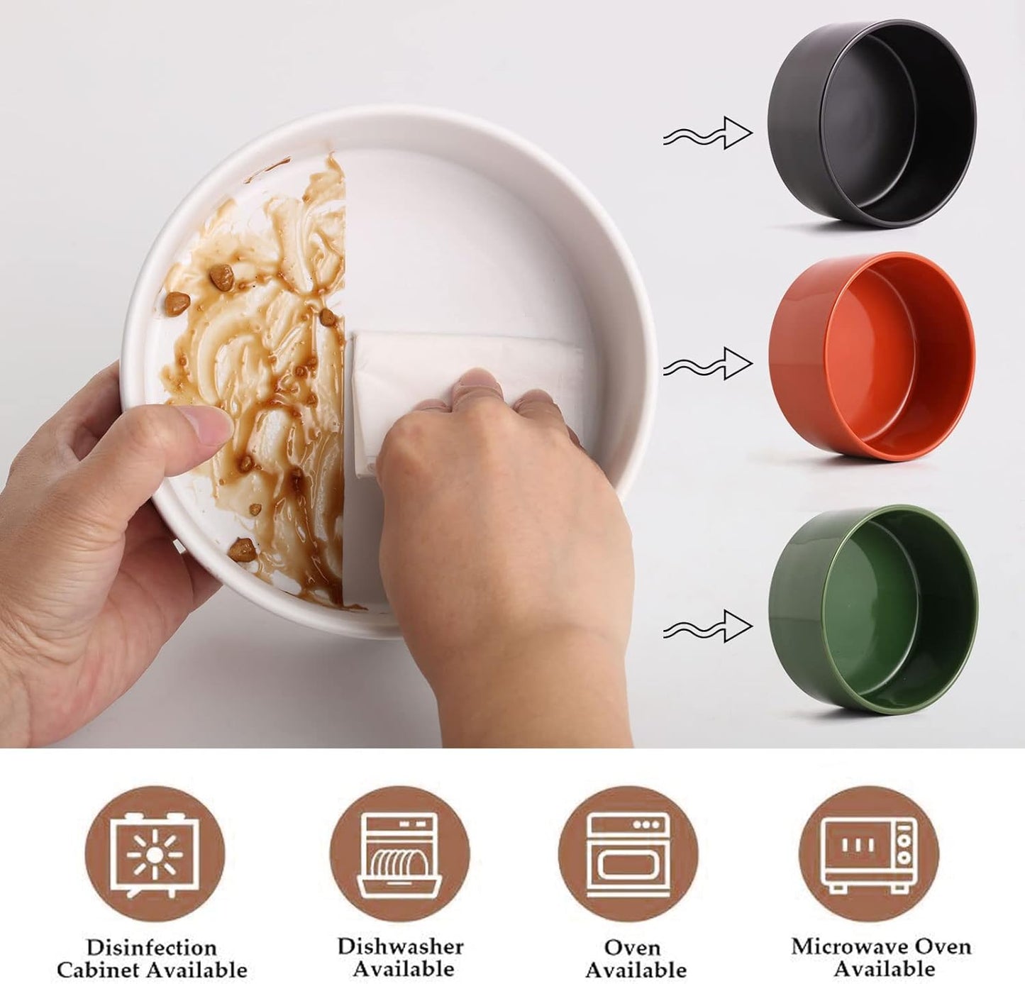 Petygooing 28 OZ Elevated/Raised Ceramic Dog Bowl for Small and Medium Breeds, Dog Food Water Dish with Stand,Pet Feeding Bowl Anti Slip Rubber for Small and Medium Dogs (3.6 Cups) Rust Green