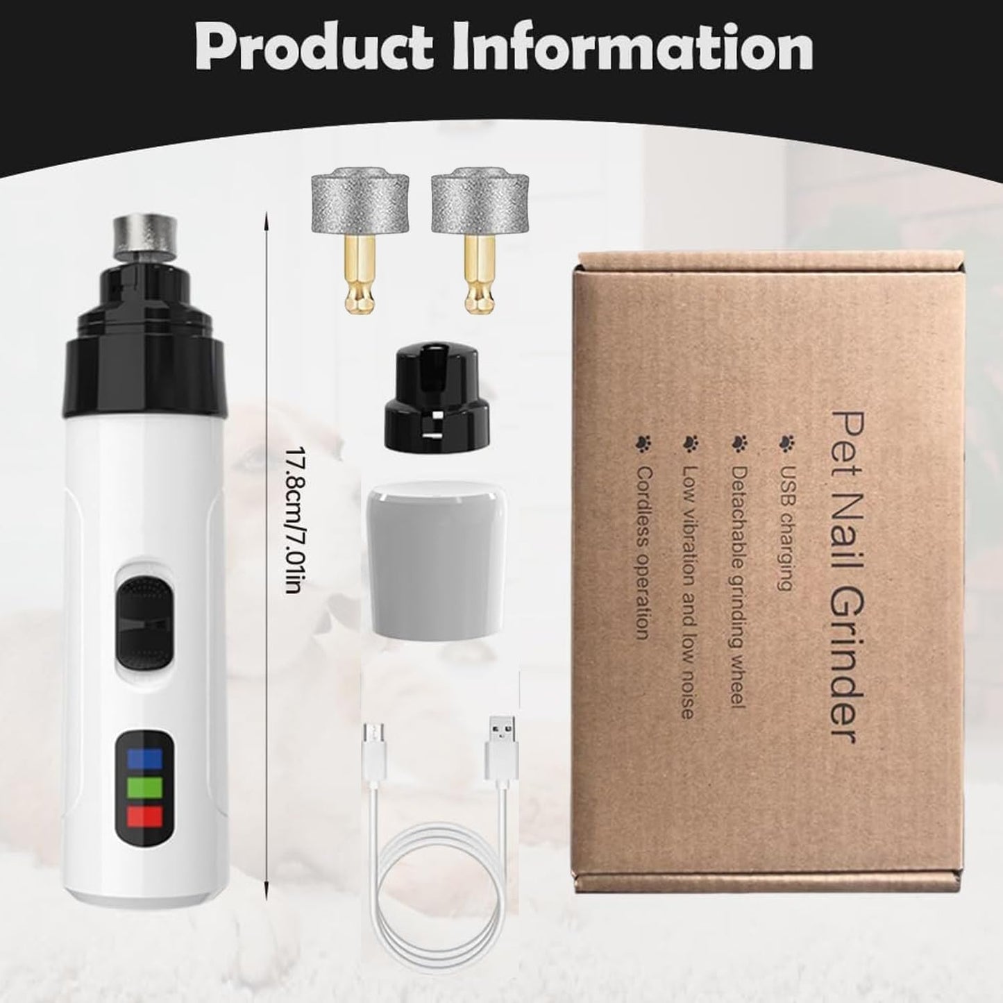 Silent Groom Pro Nail Grinder, 2025 New Electric Dog Nail Trimmer, Pet Nail Grinder for Dogs Cats, Rechargeable Dog Nail Clippers, Pet Paws Grooming & Smoothing Tool