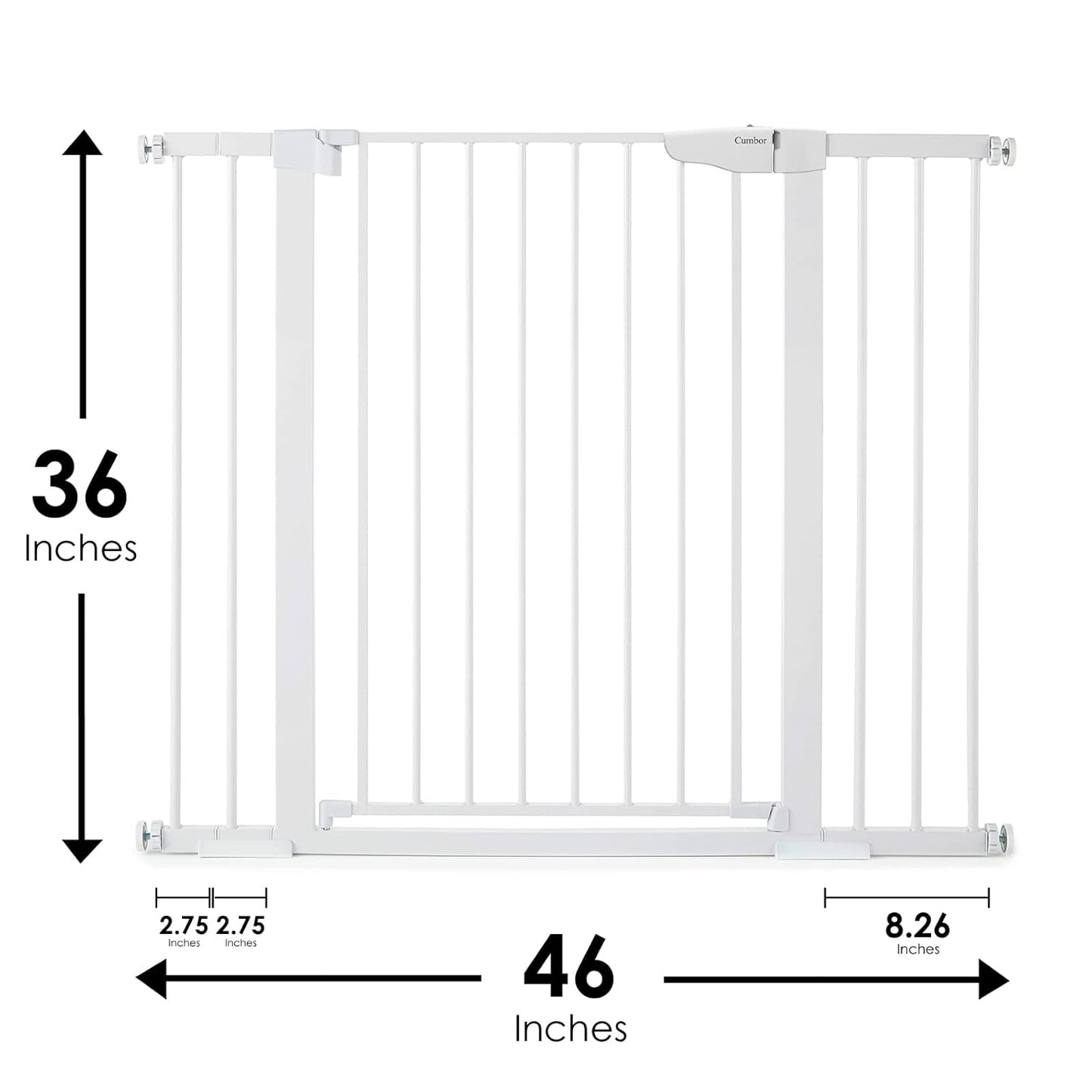 Cumbor 36" Extra Tall Baby Gate for Dogs and Kids with Wide 2-Way Door, 29.7"- 46" Width, and Auto Close Personal Safety for Babies and Pets, Fits Doorways, Stairs, and Entryways, White