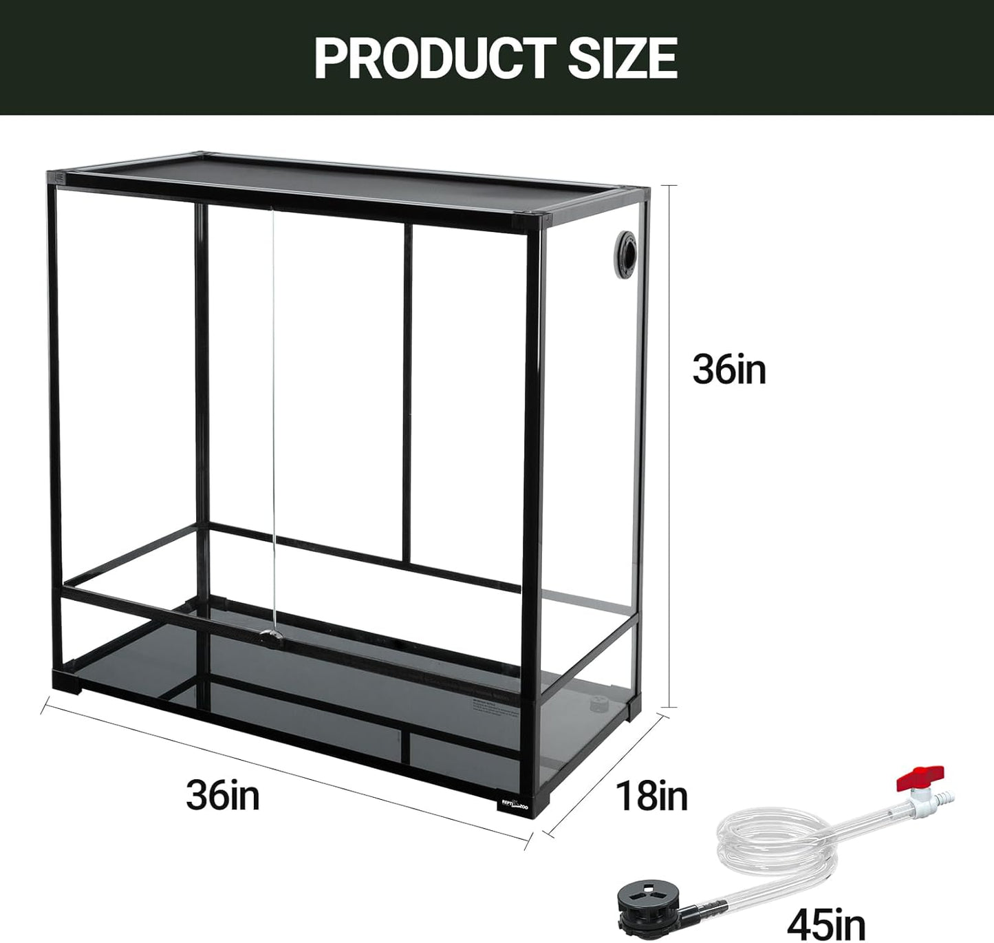 REPTI ZOO Large Tall Glass Reptile Tank 36"x18"x36", 100 Gallon Vertical Reptile Terrarium with Mesh for Chameleon Arboreal Lizard Frog, Paludarium Vivarium Tank