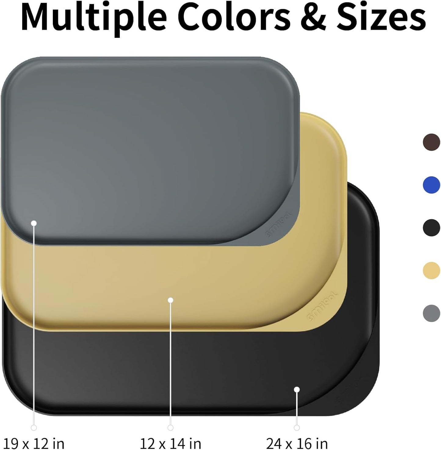 Silicone Pet Feeding Mat with Raised Edge & Residue Collection Pocket for Food and Water, Dog Bowl Mats, Cat Bowls Placemat with High Lip for Floor Waterproof, 24 x 16 x 0.8 Grey