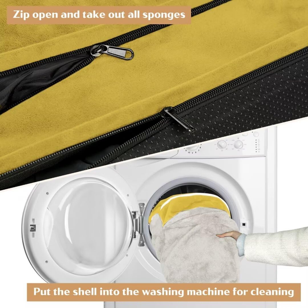 Comfort Expression Waterproof Dog Beds Large Sized Dogs, Large Dog Beds Orthopedic Foam, Comfy Pet Bed Sofa with Washable Removable Cover & Non-Slip Bottom(Spicy Mustard)