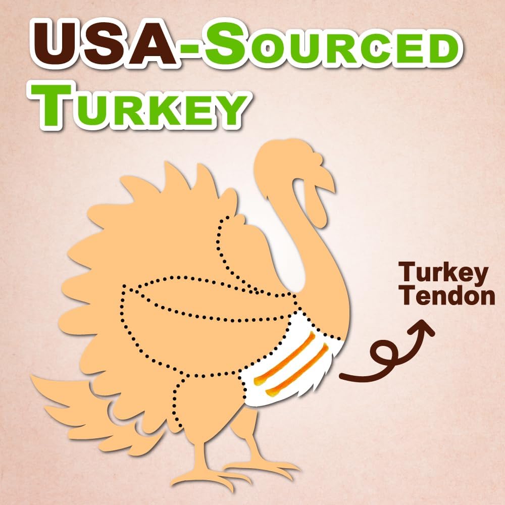 AFreschi Turkey Tendons for Dogs, USA-Sourced, Healthy Dog Treats, Rawhide-Free Puppy Chews, All Natural, Hypoallergenic Dog Treats, Classic Series, Soft Strips with Pumpkin, 3.5 oz Pack