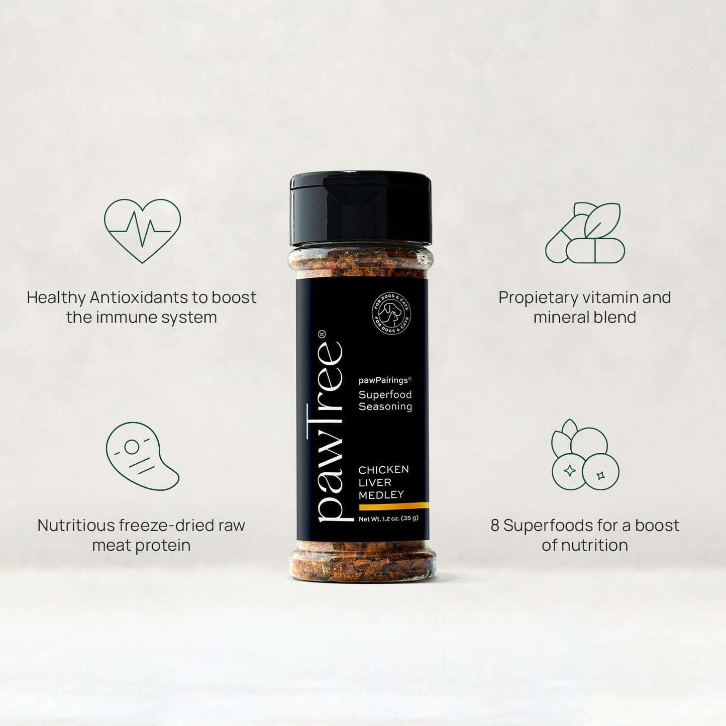 pawTree Healthy Food Toppers for Dogs & Cats - Appetite Booster with Freeze-Dried Proteins. Delicious Pet Food Seasonings and Flavor Enhancer for Picky Eaters & Appetite Stimulation (Chicken Medley)