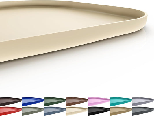 Silicone Pet Feeding Mat with Raised Edge for Food and Water, Dog Bowl Mats, Cat Bowls Placemat with High Lip for Floor Waterproof, Rubber Tray for Cats and Dogs 22 x 14 x0.8 White Sand