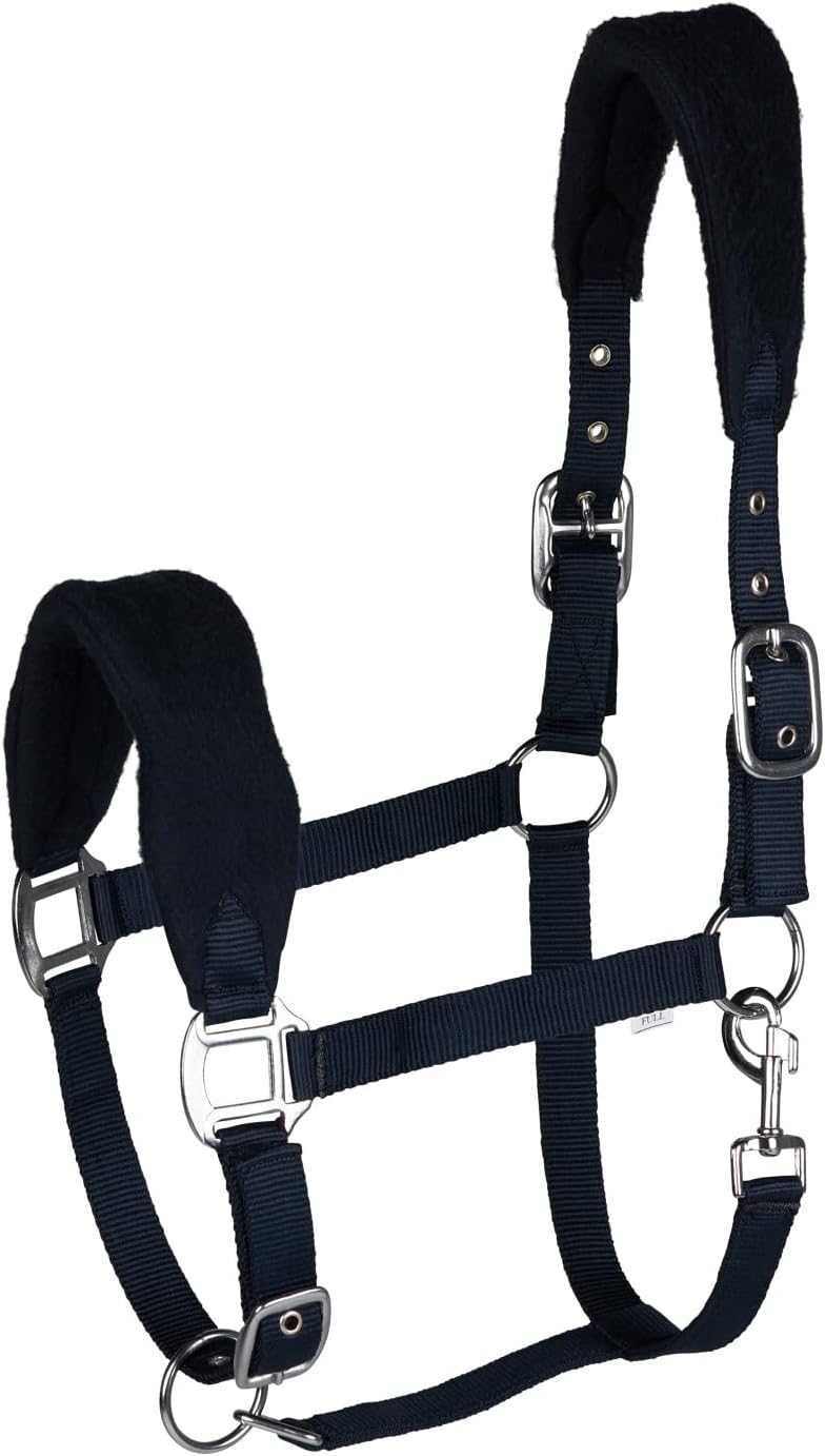 HORZE Kiel Adjustable Horse Halter with Fleece Padding - Dark Navy - Pony