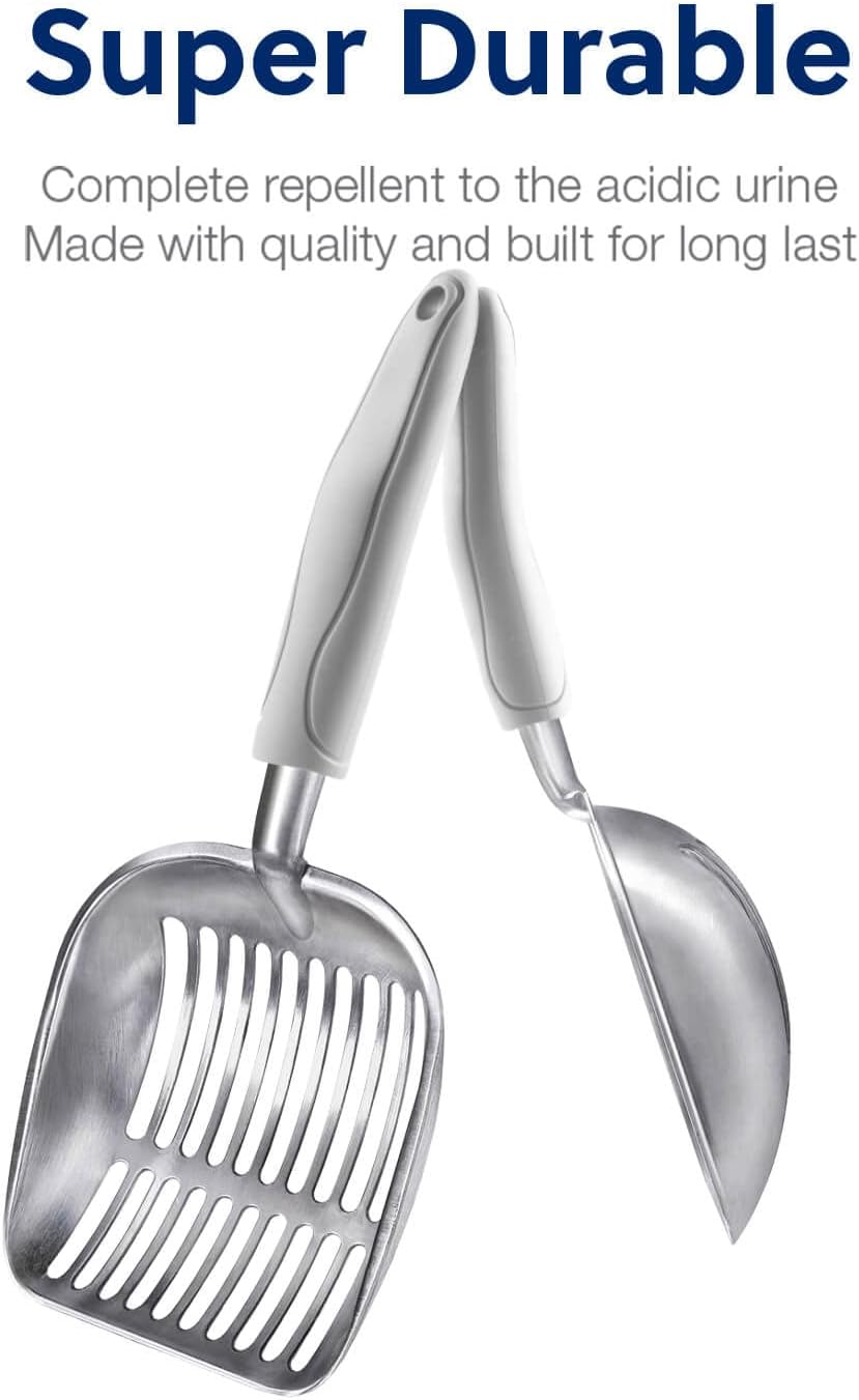 WePet Cat Litter Scoop, Aluminum Alloy Sifter, Kitty Metal Scooper, Deep Shovel, Long Handle, Poop Sifting, Kitten Pooper Lifter, Durable, Heavy Duty, for Litter Box
