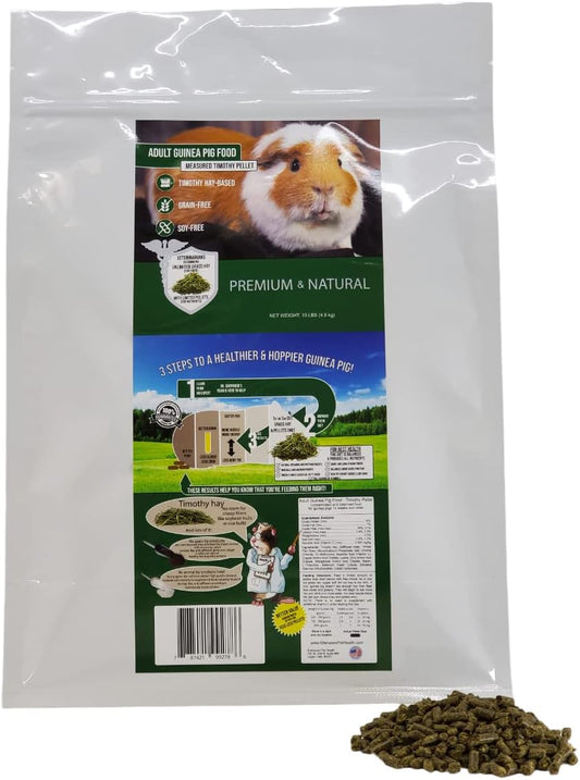 Sherwood Pet Health Adult Guinea Pig Food Measured Timothy Pellet (10 Pound) Hay-Based, Grain-Free, Soy-Free for Better Digestion