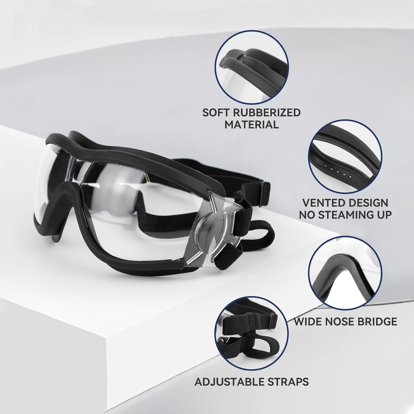 Pack of 2 Dog Goggles Dog Sunglasses for Medium to Large Breed Anti-UV Eye Protection with Adjustable Straps- Silver & Transparent