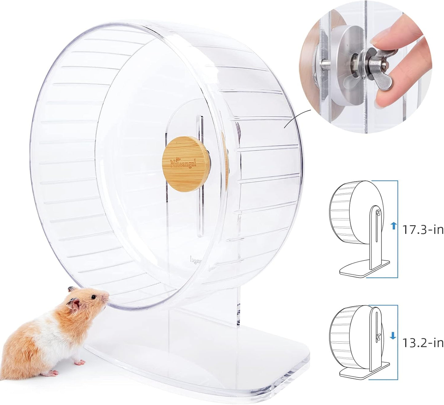 Niteangel Super-Silent Hamster Exercise Wheels - Quiet Spinner Hamster Running Wheels with Adjustable Stand for Dwarf Syrian Hamsters Gerbils Mice Or Other Small Animals