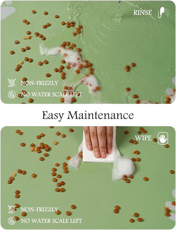 Pet Feeding Mat-Absorbent Dog Mat for Food and Water Bowl-No Stains Quick Dry Water Dispenser Mat-Dog Accessories Pet Supplies-Bowl for Messy Drinkers（Green,23"x34"