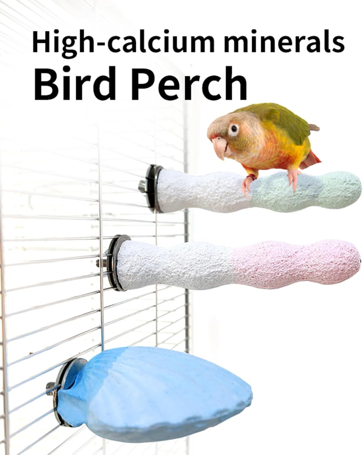 Parrot Perch Bird Perches for Cage Parrot Beak Grinding Stone Rough Surface High Calcium Mineral Colorful Cement Perch Bird Cage Accessories (Purple, Coral)