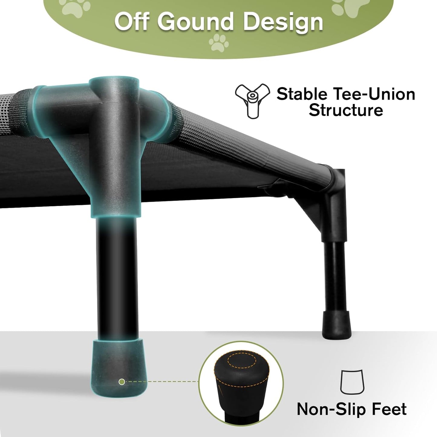 Small Elevated Dog Bed 22 Inch - Puppy Cooling Cot with Removable Washable Breathable Mesh, Raised Dog Cots Beds for Indoor and Outdoor, Black