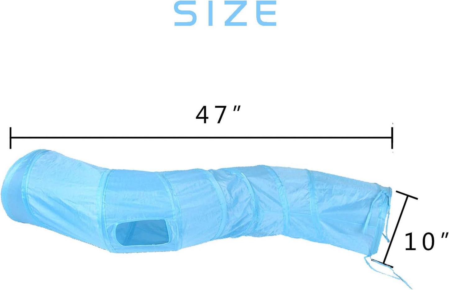 iCAGY Cat Tunnel for Indoor Cats Interactive, Rabbit Tunnel Toys, Pet Toys Play Tunnels for Cats Kittens Rabbits Puppies Crinkle Pop Up Blue 47" Shape S