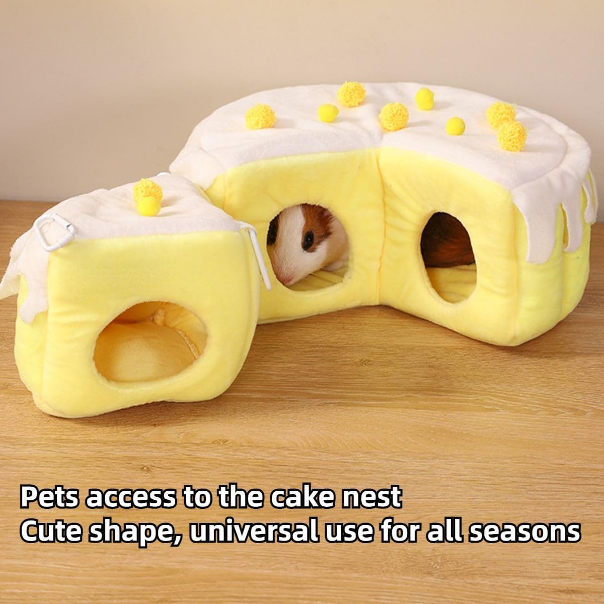 Cozy Cake Hamster House - Soft Plush Hideout & Tunnel Bed for Guinea Pigs, Syrian Hamsters, and Small Animals - Adorable, Warm & Washable Hideaway for All Seasons, Perfect Cage Accessory