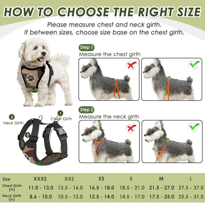SlowTon Dog Seat Belt Harness for Car, Dog Car Harness Adjustable Mesh Breathable & Dog Seatbelt Safety Tether with Elastic Bungee for Small Medium Large Pets(Camouflage, Double Clip, S)