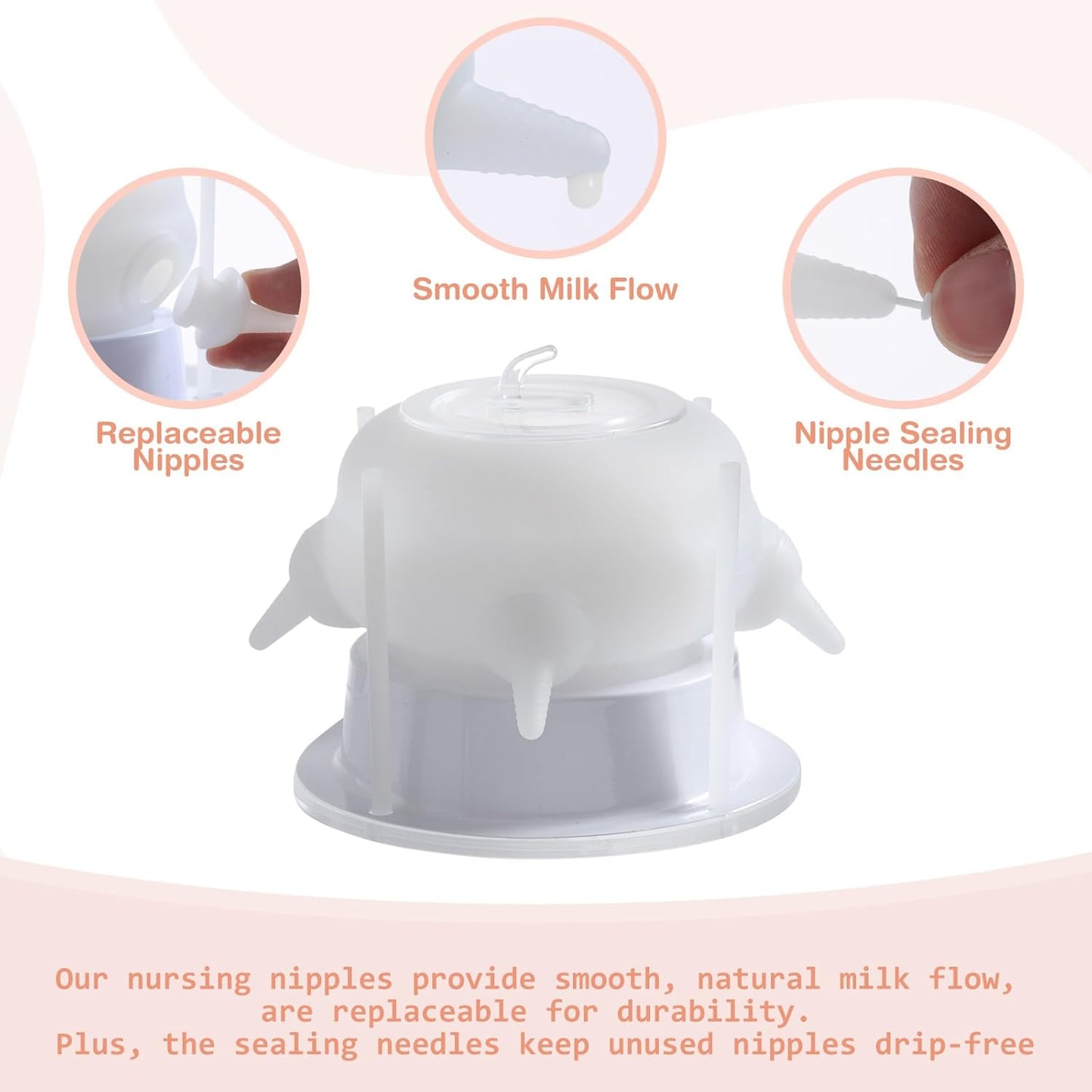 Nursing Nipple for Kittens, Nursing Nipple with 4 Adjustable Detachable Nipples – Perfect Replacement for Nursing Bottles, Puppy Feeder for Newborn Kittens & Puppies, 200ml Capacity(White)