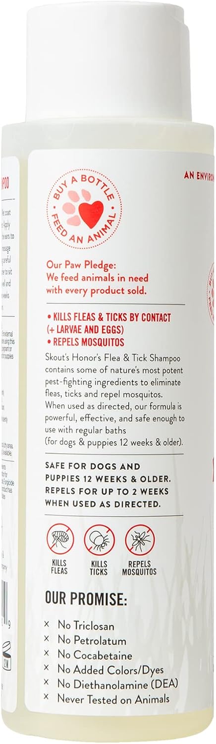 Skout's Honor Flea and Tick Shampoo for Dogs - Natural Peppermint & Cedarwood Formula, Helps to Protect from and Against Fleas, Ticks, and Mosquitos, 16 oz