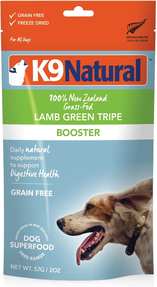 K9 Natural Freeze Dried Dog Food Topper with Verified Ingredients, Organ Meat Blend for Digestive Support, Human-Grade Freeze Dried Puppy Food & Dog Topping, Lamb Green Tripe, 2oz