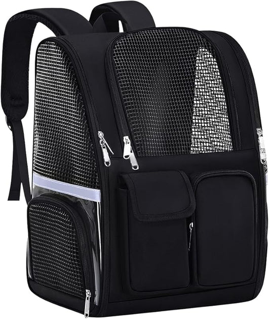 Pet Backpack, Airline Approved Dog Backpack, Cat Bag for Travel Hiking Bike Riding Walking Outdoor, Cat Backpack with Breathable Mesh(Black)