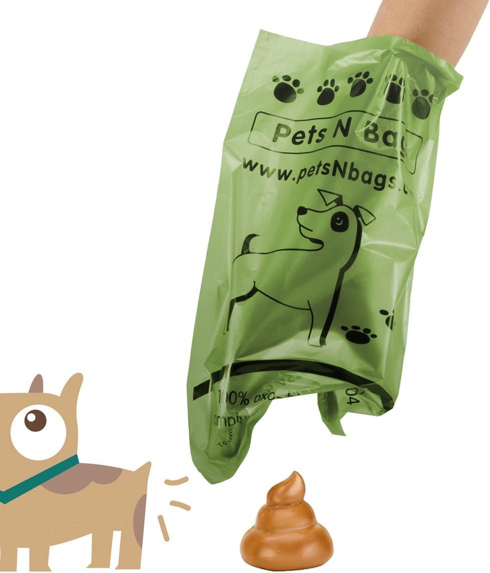 Poop Bags, Environment Friendly Pets N Bags Dog Waste Bags, Biodegradable, Refill Rolls, Includes Dispenser (16 Rolls / 240 Count)
