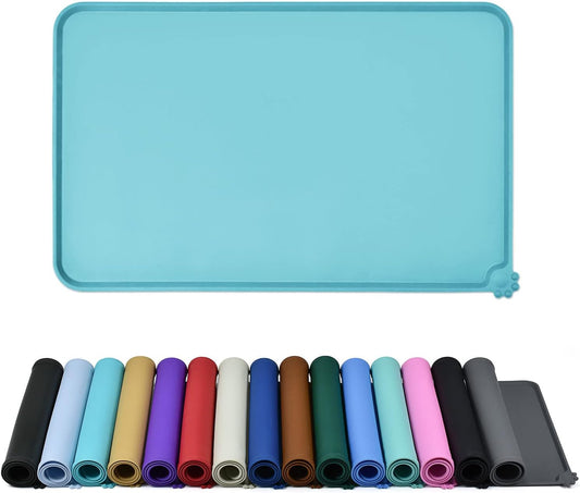 Waterproof Pet Feeding Mat with High Raised Edges, Heavier and Thicker Placemats for Cat Dog Water Bowl with BPA Free, Dogs Cats Food Mats for Messy Drinkers to Prevent Spill and Protect Floors