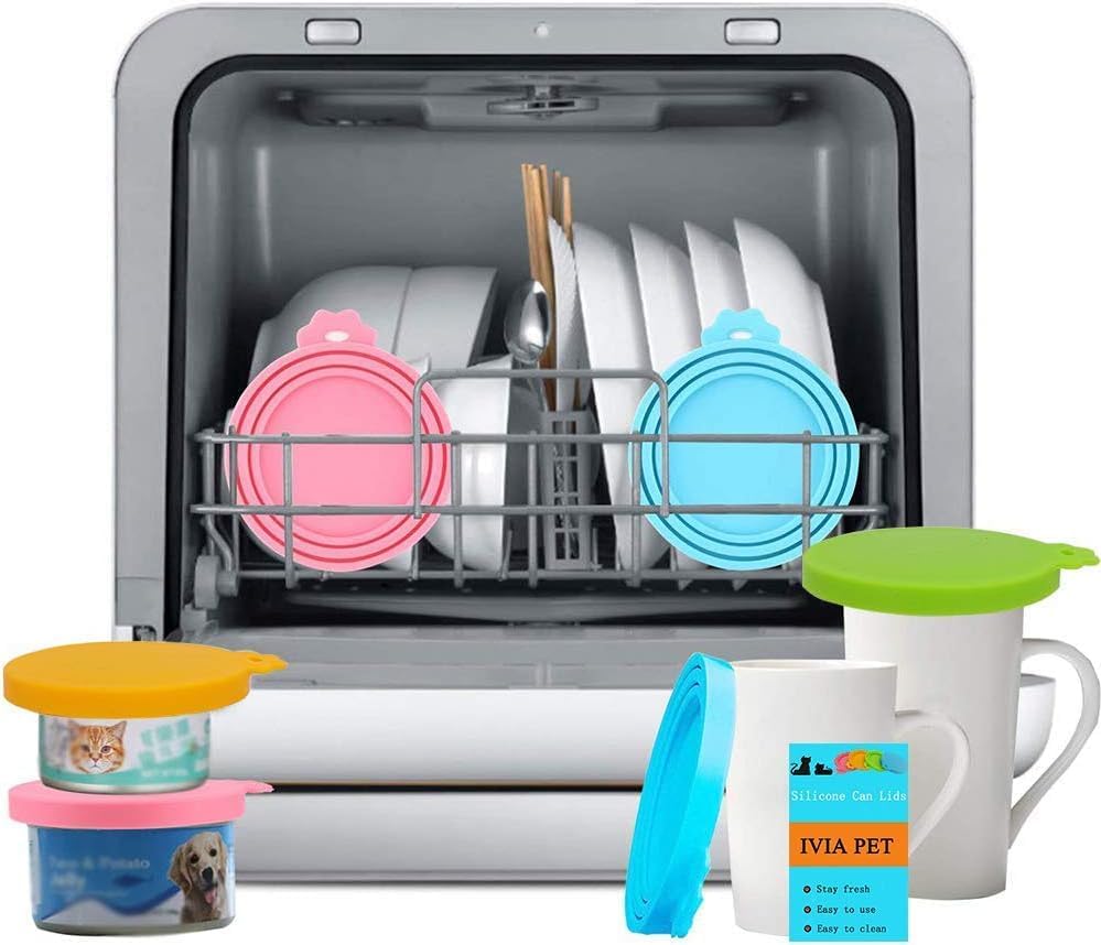 Can Lids/Universal BPA Free Silicone Pet Can Cover Lids for Dog and Cat Food/One Can Cap Fit Most Standard Size Canned Dog Cat Food（4 Pack）