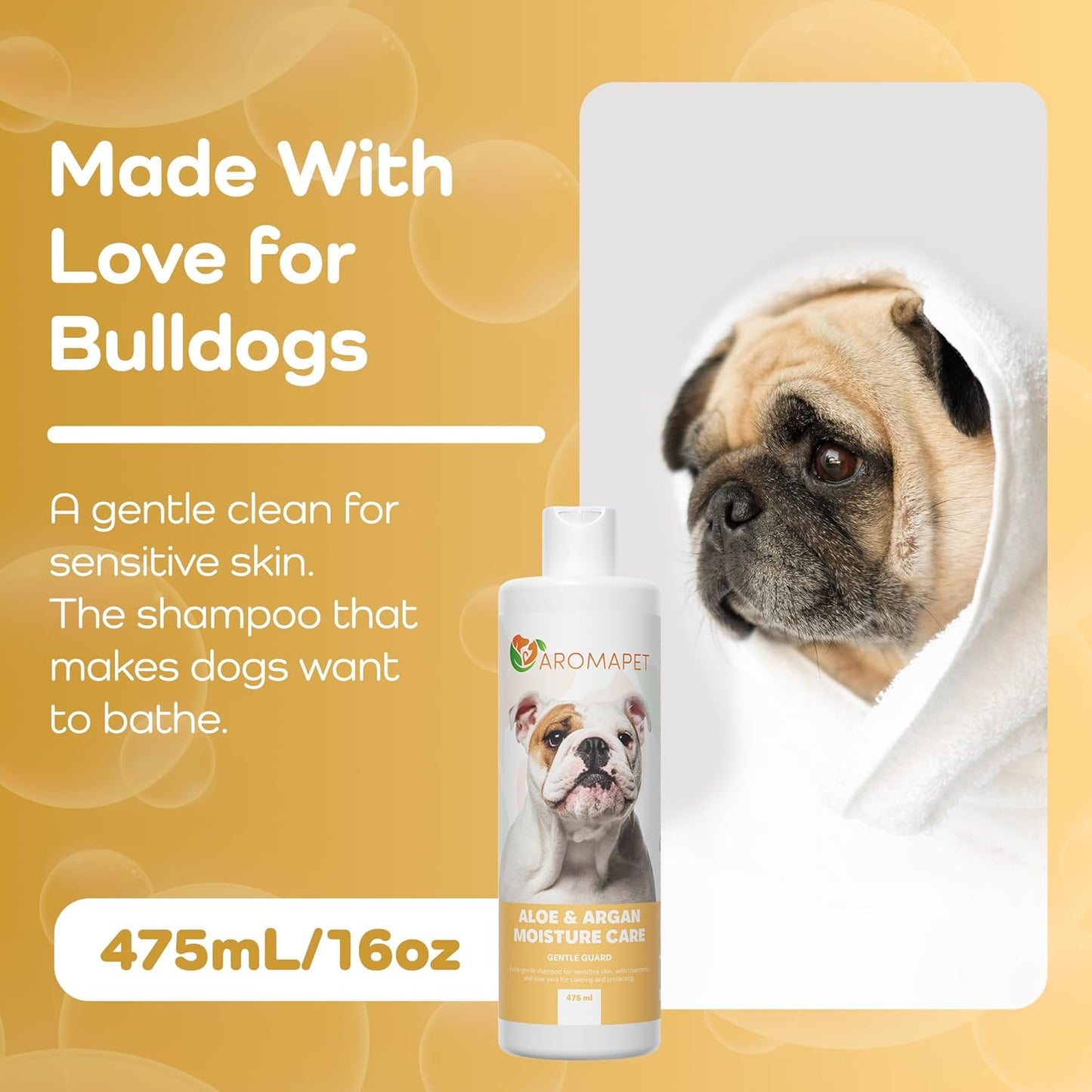 Sensitive Care -Tangle-Free-Silky Shine Softening and detangling Shampoo, Delicate Coat Clean & Odor Control Shampoo – Advanced Shine Formula for Dogs (Bulldog, 16 Fluid Ounces)