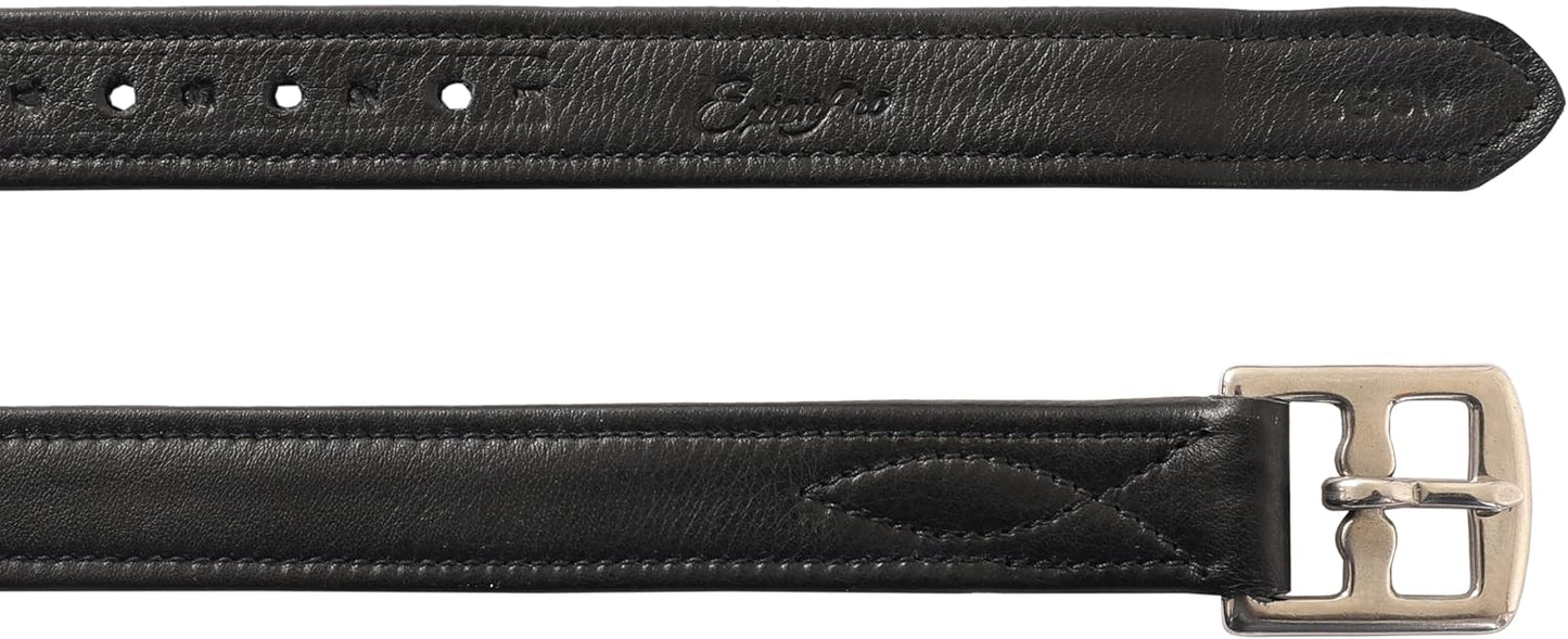 Exion FlexiStrong Stirrup Leathers for English Saddles – 1" Premium Calfskin with Nylon Core – Numbered Holes, Stainless Steel Buckles – Black/Brown – Horse Riding Gear (48"/120cm to 62"/155cm)