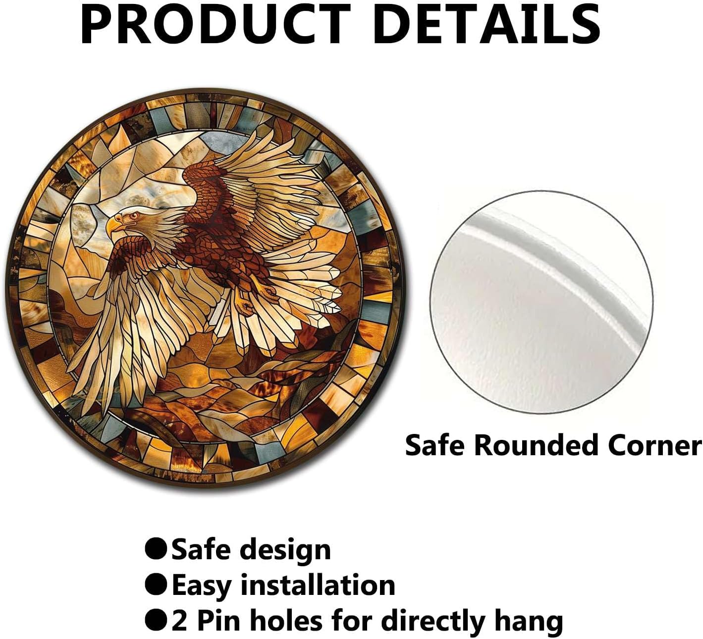 Lygond Metal Eagle Stained Glass Sign - 1212 Inches For Garden & Patio