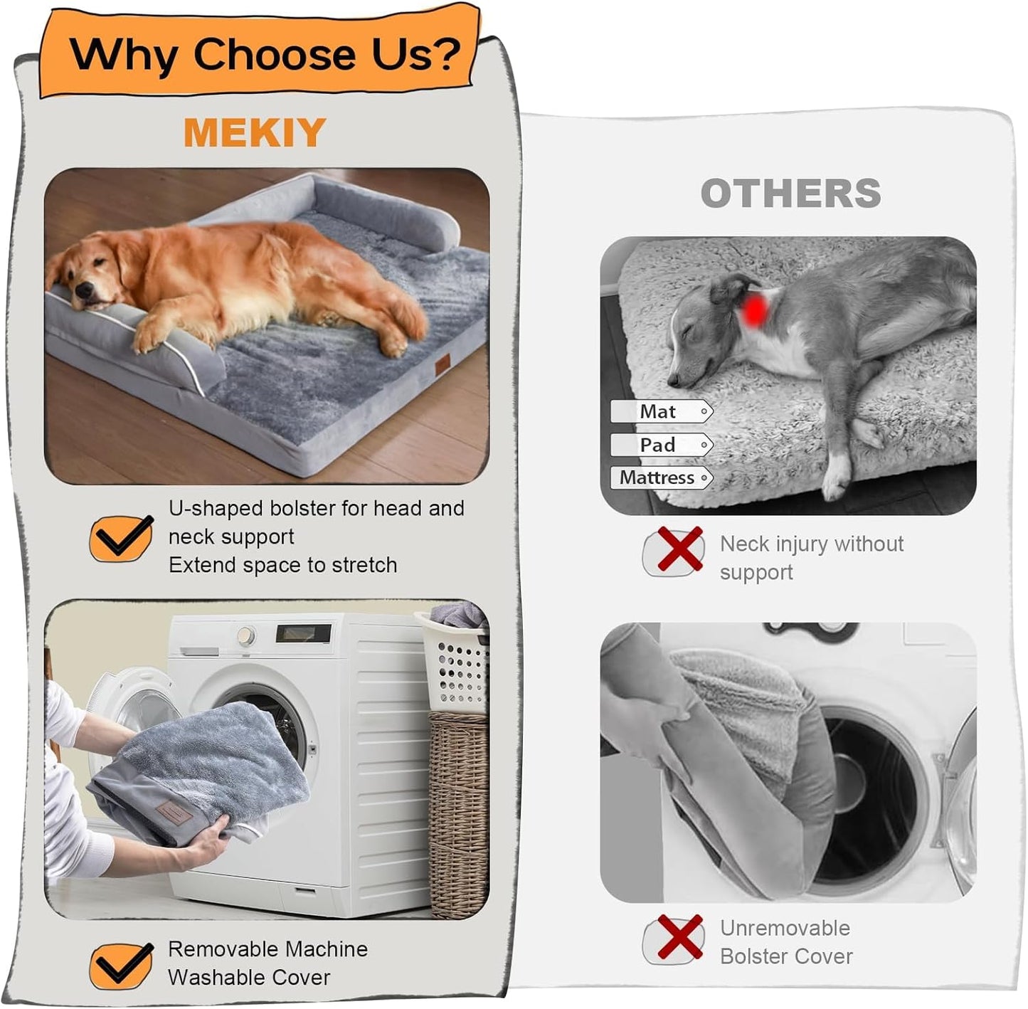 Small Dog Bed Waterproof Orthopedic Dog Beds for Medium Sized Dogs Comfy Pet Cat Bed with Sides, Washable Removable Cover