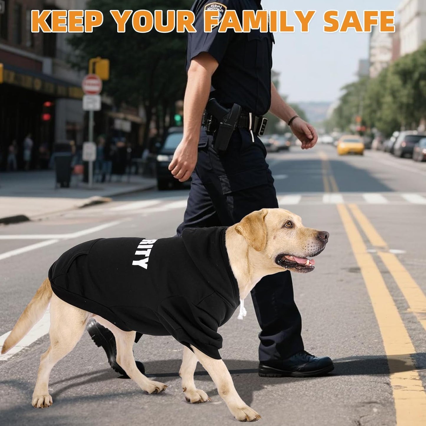 KOOLTAIL Security Dog Hoodie, Fall Puppy Sweater Clothes for Small Medium Large Dogs, Soft Warm Winter Pet Cold Weater Coats Hooded Sweatshirt with Pocket, Dog Halloween Costume for Girl Boy, Black XL