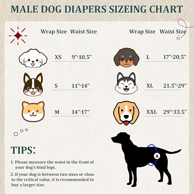 Reusable Dog Diapers Male, Premium Washable Belly Bands for Male Dogs, Pack of 5, High Absorbing XXL Male Dog Wraps for Doggie & Puppy in Incontinence or Excitable Urination and Training(XXL)