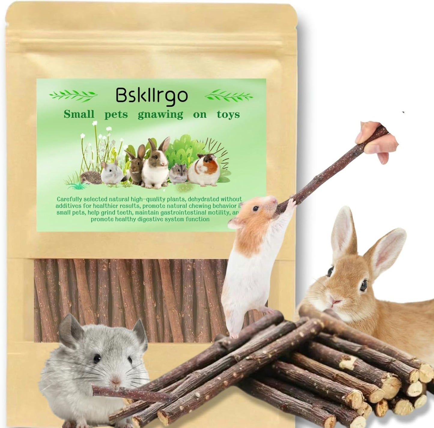 Natural Apple Wood Chew Sticks 550g (19.4oz) for Rabbits, Hamsters, Chinchillas, Guinea Pigs - Small Animal Dental Toys, Safe Untreated Teeth Grinding & Boredom Relief, Rodent Molar Health