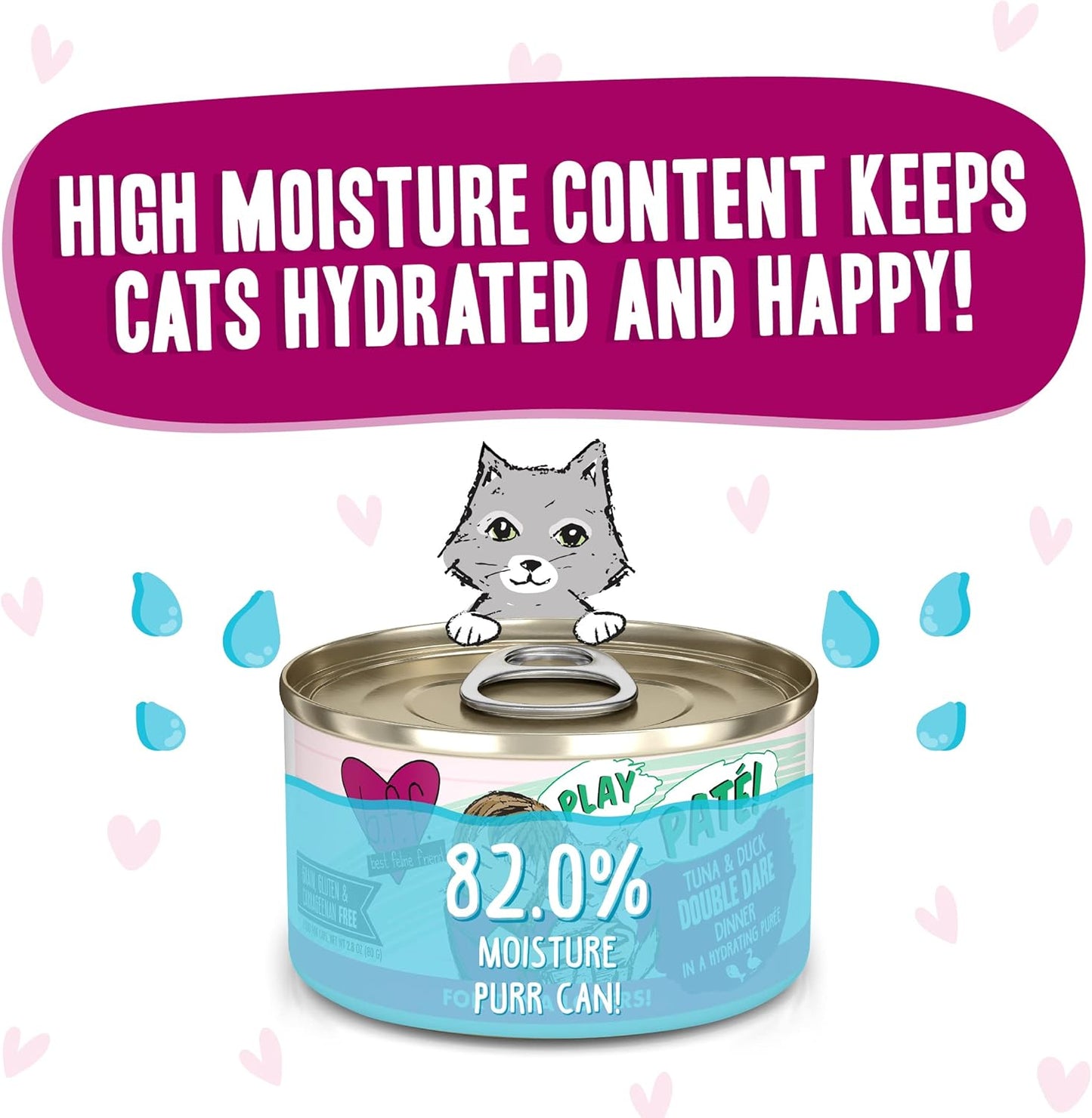 Weruva B.F.F. Play - Best Feline Friend Paté Lovers, Aw Yeah!, Tuna & Duck Double Dare with Tuna & Duck, 2.8oz Can (Pack of 12)